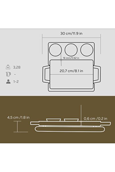 Lava Döküm Dikdörtgen Çift Yön Izgara Ve Düz Yüzey Hot Plate Kayın Servis Ahşabı Ölçü 22x15cm. (sos