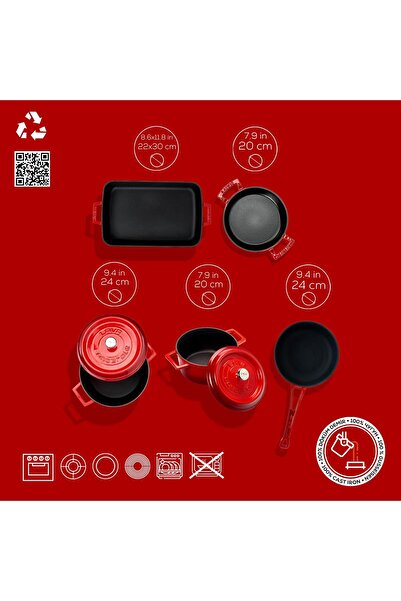 Lava Döküm 5x Trendy Serisi 8 Parça Tencere & Tava Seti