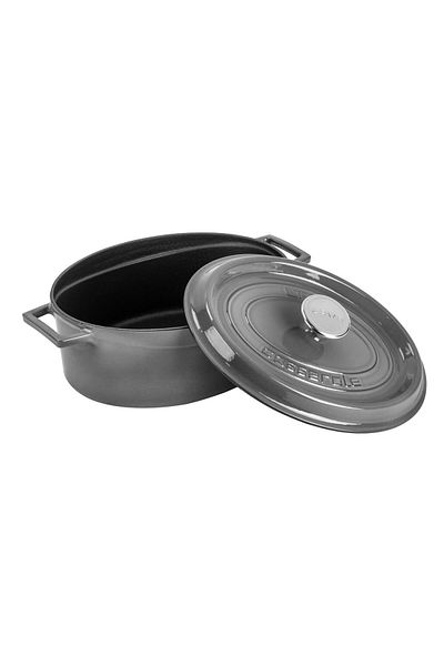 Lava Cast Oval Pot Cast Iron Uniform Handle Premium Series Size 23x29cm