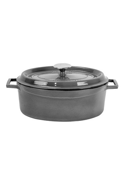 Lava Cast Oval Pot Cast Iron Uniform Handle Premium Series Size 23x29cm