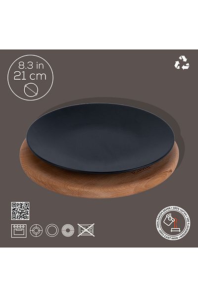 Lava 21cm Cast Round Wood - Plate and Beech Serving