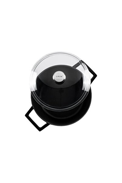 Lava Döküm Yuvarlak Tencere Cam Kapaklı. Glaze Çap(Ø)24cm.