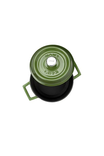 Lava A Cast Round Pot, Trendy, 16cm, Green