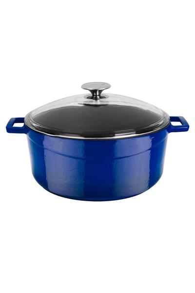 Lava Döküm Yuvarlak Tencere Cam Kapaklı. Glaze Çap(Ø)28cm.