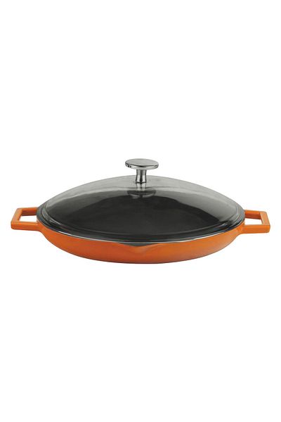 Lava Cast Round Frying Pan with Glass Lid Cast Iron Solid Double Handle Diameter(Ø)30cm