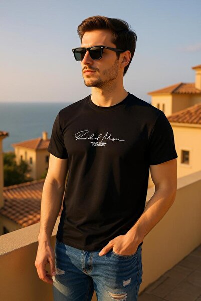 Tex Republic Crna Slim fit Injekcija Štampano Muški Pamuk T-shirt