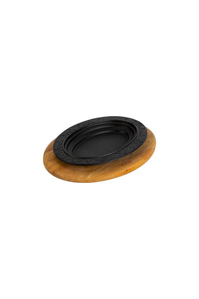 Lava Cast Oval Döner, Kebab Plate, Wooden BaseSize 21x16cm