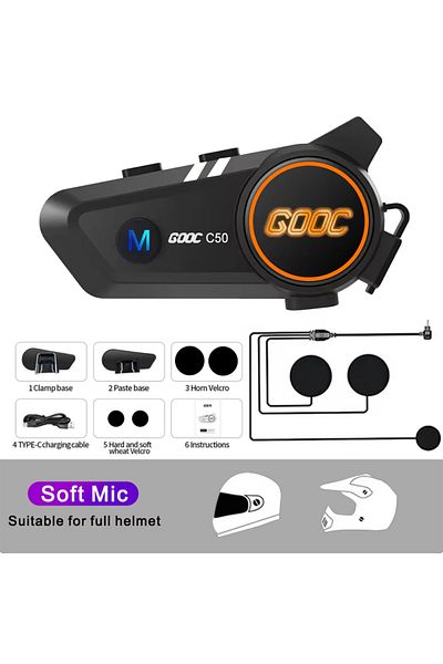 Choice C50 Soft Mic Bluetooth 5.3 Helmet Headset Wireless Hands-free Call Phone Kit Motorcycle Waterproof E