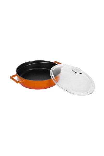 Lava Cast Iron Multi-Purpose Spring PotGlaze Series Diameter(Ø)24cm- Red