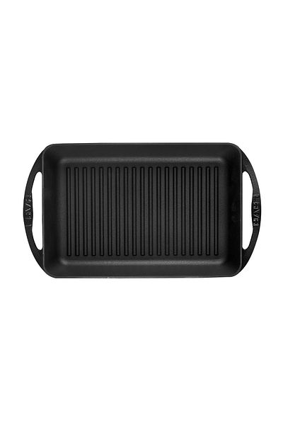 Lava Cast Rectangular Grill Pan Cast Iron Solid Double Handle Size 22x32cm