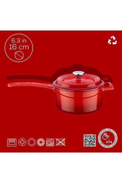 Lava Round Sauce Pot - Iron Solid, Trendy Series with Handle, Diameter (Ø16 cm)