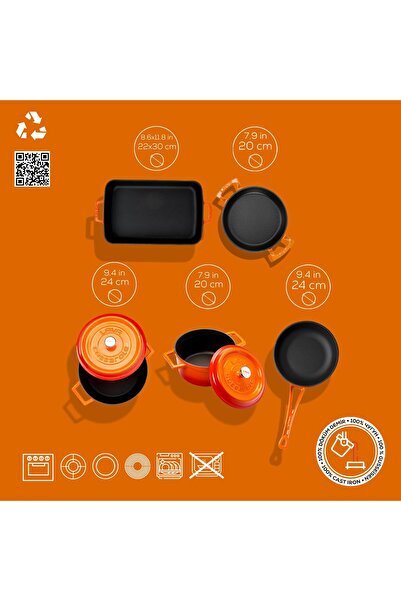 Lava Döküm 5x Trendy Serisi 8 Parça Tencere & Tava Seti