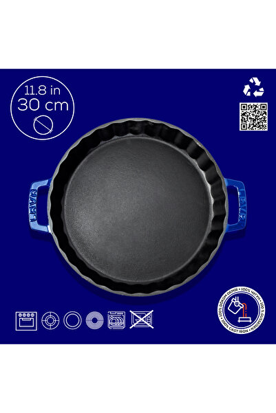 Lava Cast Round Rosto and Oven Tray Cast Iron Solid Double Handle Diameter(Ø)30cm