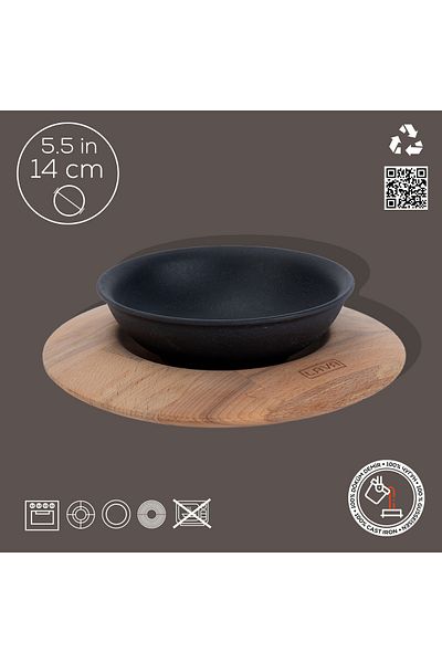 Lava Cast Round Soup Bowl and Beech Serving WoodDiameter(Ø)14cm