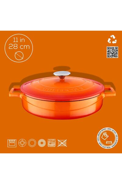 Lava Döküm Çok Amaçlı Yayvan Tencere. Folk Serisi Çap(Ø)28cm.