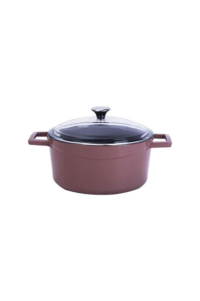 Lava 20cm Glaze Cast Round Pot - with Glass Lid