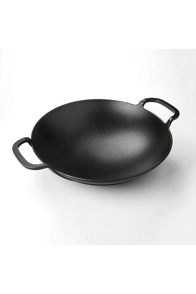 Lava Casting Round Wok Cast Iron Solid Double Handled Diameter (Ø)38cm.