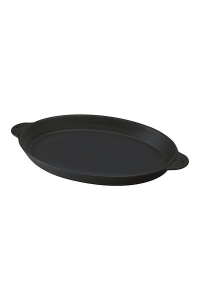Lava Cast Oval Fajita Plate Cast Iron Solid Double Handled Dimensions 18x24cm.