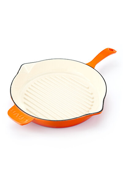 Lava Döküm Yuvarlak Izgara Tavası Döküm Demir Yekpare Saplı Edition Serisi Çap(Ø)28cm.