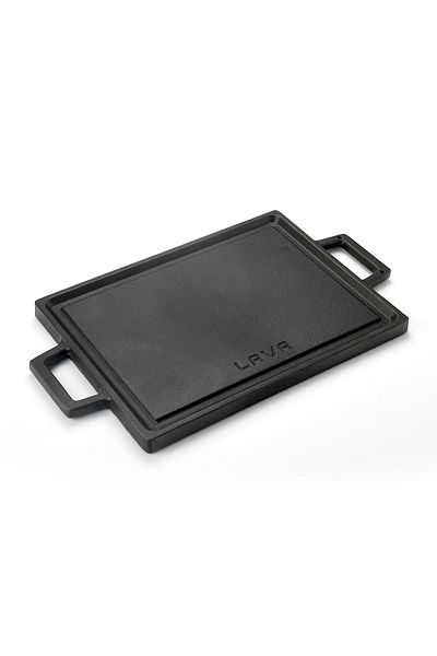 Lava Cast Rectangular Reversible Grill Hot Plate Cast Iron Solid Double Handle Size 22x30cm