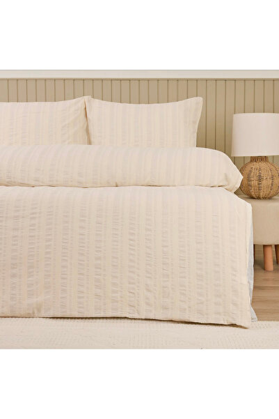 Evidea Σετ Παπλωματοθήκης Διπλό Soft Raye - Κρεμ