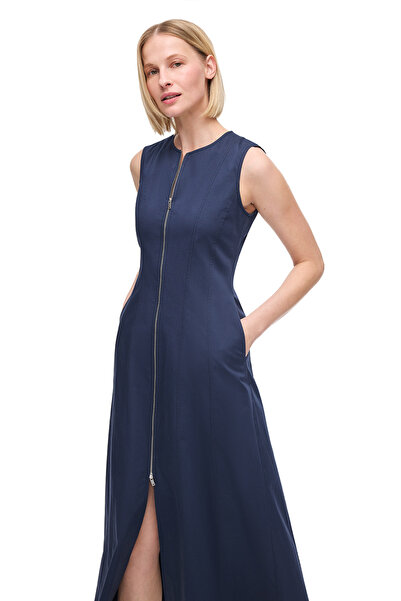 Perspective Navy Blue Milos Regular Fit Long Length Dress