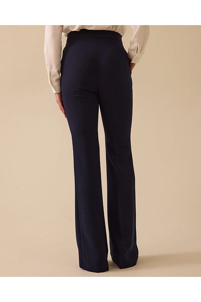 SEÇİL Women's High Waist Crepe Fabric Flared Trousers - Navy Blue