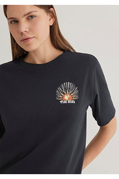 Mavi Astroloji Baskılı Antrasit Tişört Regular Fit / Normal Kesim 1612949-70087