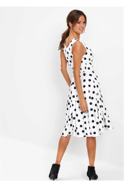 Şans Γυναικείο φόρεμα μεγάλου μεγέθους με κοκκάλινο μοτίβο, ελαστικό φόρεμα μέσης με λεπτομέρεια 65n19620