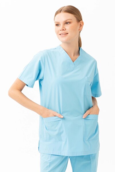 Kardelen İş Elbiseleri زي سانتولينا برقبة على شكل حرف V - فرك مريح ومتين للأط...