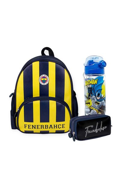 Fenerbahçe Faux Leather Kindergarten Bag, Licensed Pencil Bag - Licensed Water Bottle & Flask Gift