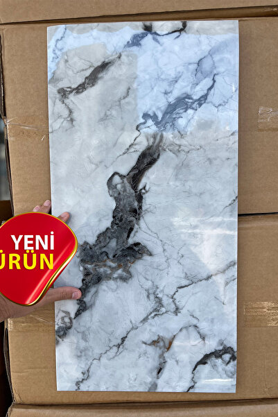 Bien Home 30x60 Cm Sedef Mermer Desenli Kendinden Yapışkanlı Seramik Köpük Banyo WC Kaplama PVC Duvar Paneli