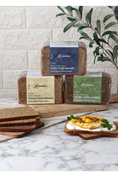 Kersendüz %100 Siyez Ekşi Mayalı Ekmekler 3'lü Seçim 3x500gr (TAHILLI-SADE-CEVİZLİ)
