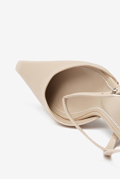 Seniorah Beige Skin Ankle Strap Women's Heeled Shoes