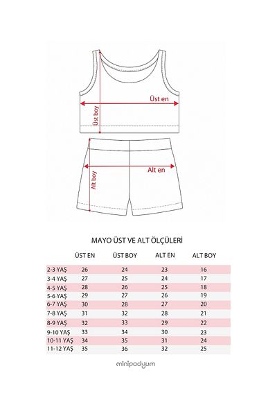 Minipodyum Girl's Printed Crop Swimsuit Bikini Set