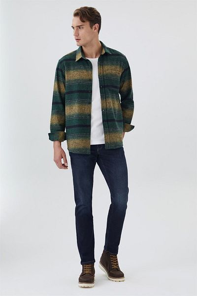 Lee Cooper Мъжка тъкана риза с дълъг ръкав Connel, изумрудено зелена