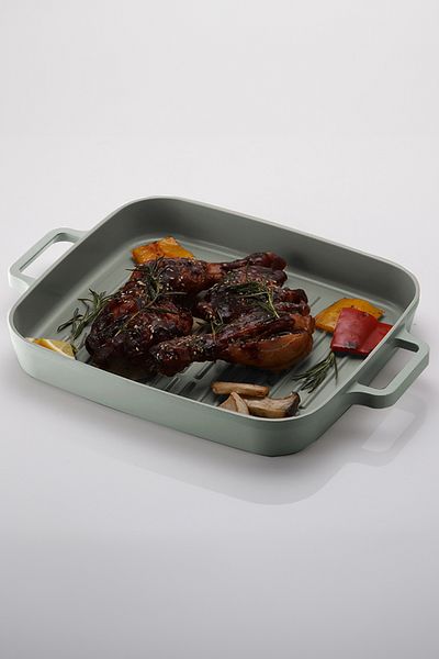 Prima Nova 28cm Gray Aluminum Fika Grill Pan - Rectangular Design