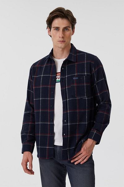 Lee Cooper Мъжка тъкана риза Lupin в тъмносиньо каре