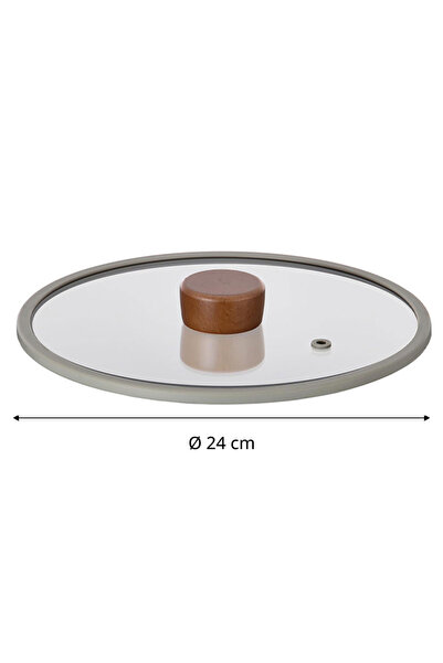 NEOFLAM Fika 24cm Flat Silicone Framed Glass Cover Gray