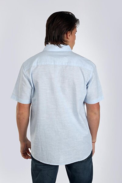 Lee Cooper Ανδρικό κοντομάνικο υφαντό πουκάμισο Andre γαλάζιο