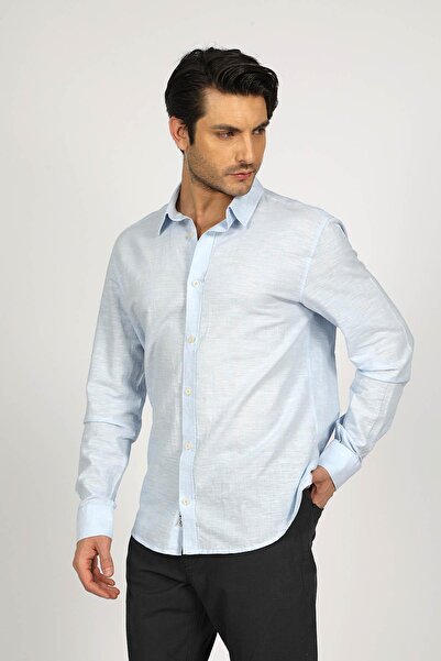 Lee Cooper Cămașă țesută cu mânecă lungă pentru bărbați Ketsa A.Blue