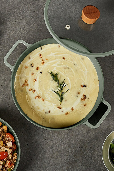 NEOFLAM Fika Glass Covered Aluminum Shallow Pot 26 cm Gray