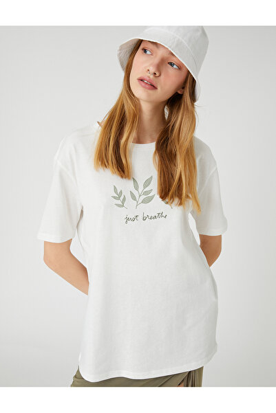 Koton Tricou cu slogan imprimat cu mânecă scurtă cu decolteu