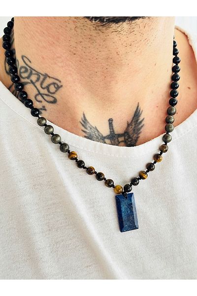 CAPO by Aytaç Yamaç Natural Stone Minimalist Rectangle Men's Necklace
