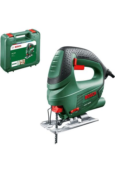 Bosch Jigsaw Pst 650 (500 W, CUTTING DEPTH IN STEEL/WOOD: 4 MM/65 MM, IN CARRYING CASE)