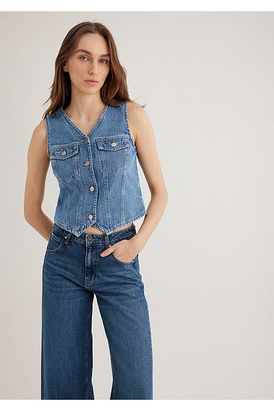 Mavi Vestă din blugi Venus Real Blue Indigo Si, cu croială mulată 110911-89155