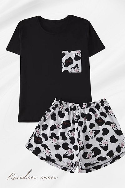 nisaNCa 100% Cotton Large Size Women's Sleepwear with Short Sleeve Shorts