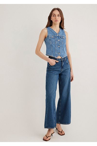 Mavi Vestă din blugi Venus Real Blue Indigo Si, cu croială mulată 110911-89155