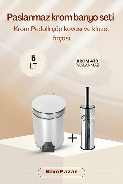 Palex Toilet Brush and 5 Lt Pedal Bin Two in One