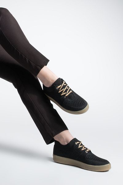 Marjin Women's Sneaker - Black Embroidered Embroidered Sneakers